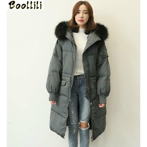 Boollili Winter Coat Women 2020 New 90% White Goose Down Jacket Women Warm Parka Raccoon Fur Collar Puffer Jacket Women