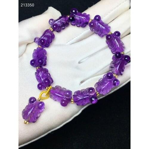 Natural Purple Amethyst Lavender Quartz Fish Bracelet Clear Beads Crystal 16.12.9mm Gemstone Wealthy Stone AAAAAA