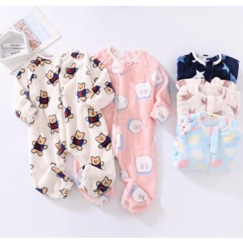 Baby Pajamas Newborn Boys Girls Jumpsuit Long Sleeve Autumn Sleepwear Toddler Winter Flannel One Piece Romper Infant Homewear