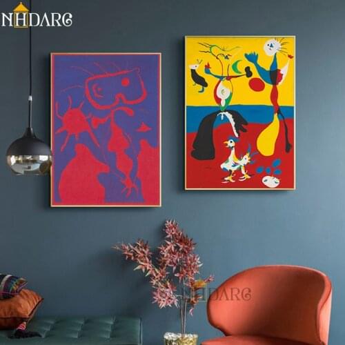 NHDARC Canvas Print Painting Poster Miro Classic Colorful Abstract Style Wall Pictures Art for Living Room Home Decor