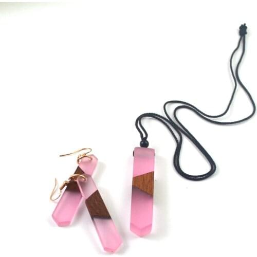 Leanzni Handicraft Solid Wood Resin Linked Necklace Set, Fashion Jewelry Gifts for Womens Birthday Party
