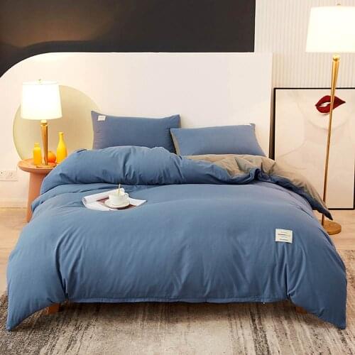 Svetanya Grey Blue Japanese Solid Polyester Fabric Bedlinens Twin Queen King Size Sheet Bedding Set Duvet Cover Pillowcases
