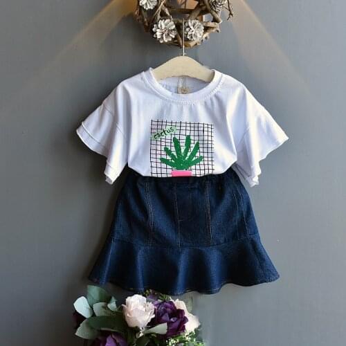 Girls' suit summer trendy clothing 2021 new toddler fashion short-sleeved T-shirt + cute short skirt two-piece set