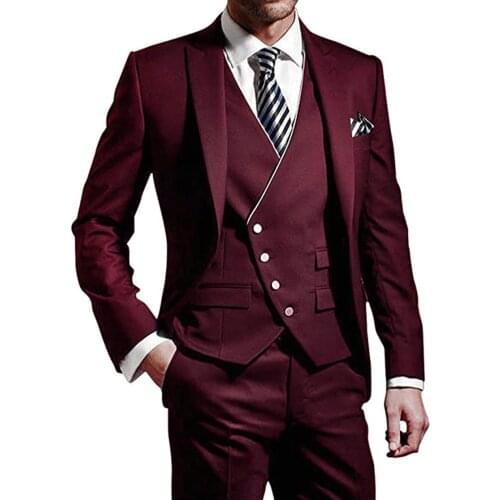 Handsome Groomsmen Peak Lapel Groom Tuxedos Mens Wedding Dress Man Jacket Blazer Prom Dinner (Jacket+Pants+Tie+Vest) A257