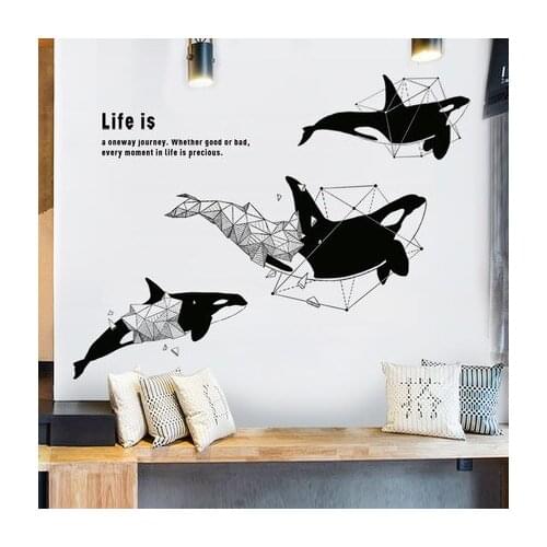 Creative Geometric Whale Paintings for Living Room Wall Sticker Modern Posters and Prints Quotes Pictures Wall Art