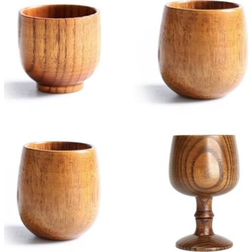 Hot Japanese Style Solid Wood Water Cup Tea Trumpet Coffee Cups Retro Coffe Mug Kitchen Household Drinkware