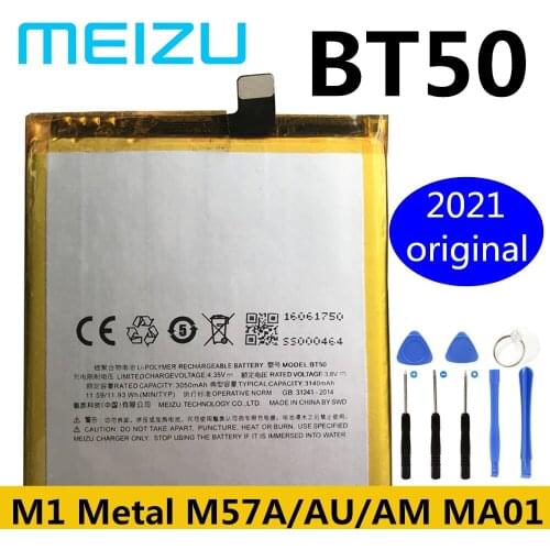 Meizu 100% Original 3140mAh BT50 New Battery For Meizu Metal M1 M57A M57AU MA01 Meilan M1 PHone High Quality+Tracking Number