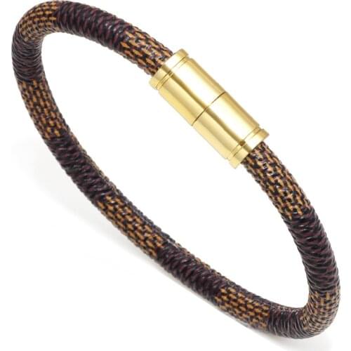 Trendy Simple Mens and Womens Bracelet Snakeskin Leather Magnetic Buckle Bracelet Retro Fashion Couples Bracelet