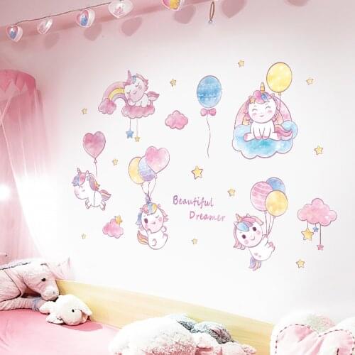 DIY Wall Stickers Cartoon Unicorns Wall Decals For Kids Bedroom Living Room Nursery Wall Decor Home Decor