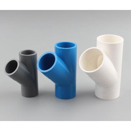 ID 20 25 32 40mm PVC Oblique Tee 45 Degree Tilted Tee Connector Water Pipe Quick Connector Water Supply Pipe Fittings Accessory