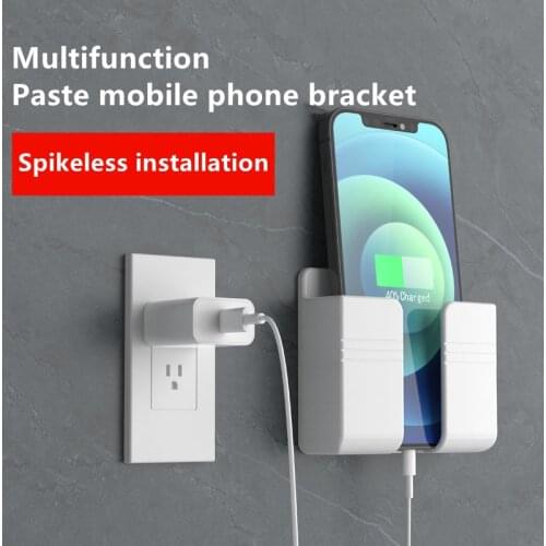 Wall Mounted Organizer Storage Box TV Remote Control Mounted Mobile Phone Plug Wall Holder Charging Multifunction Holder Stand
