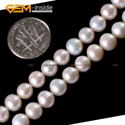 Natural White Round Pearl Beads For Jewelry Making 7-12mm 15inches DIY Jewellery Necklace Bracelet FreeShipping Wholesale Gem