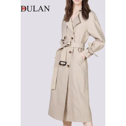 2021 New Spring and Autumn Womens Windbreaker Long Over the Knee Tall Windbreaker Dress Shoulder, European and American Quality