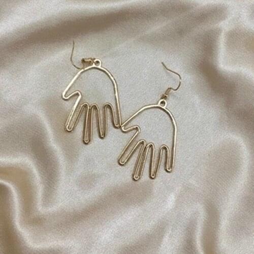 New Sale Silver Color Hand Earrings Hollow Hand Earrings For Women Metal Palm Piercing Jewelry Gifts