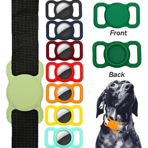 Dog Collar For Apple Airtag GPS Tracking Anti-loss Colorful Luminous Protective Silicone Case Dog Cat Collar For Dog Accessories