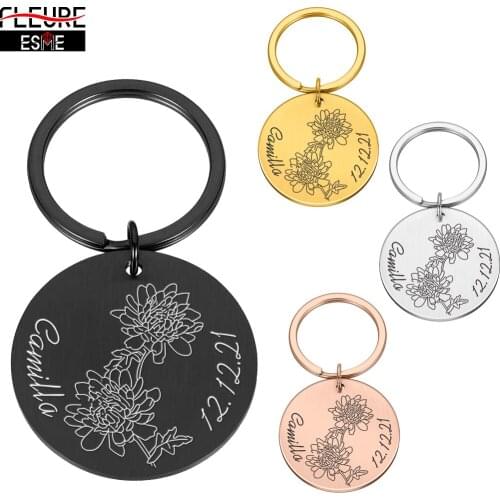 Personalized Original Keychain Couple Customized Stainless Steel Round Keychain Gift for Boyfriend Girlfriend Key Pendant