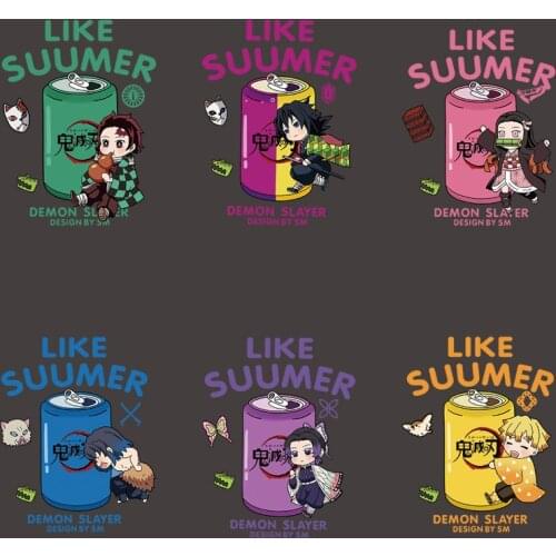 Popular Japanese cartoon animation Demon Slayers Blade heat transfer sticker washable DIY childrens clothing pattern