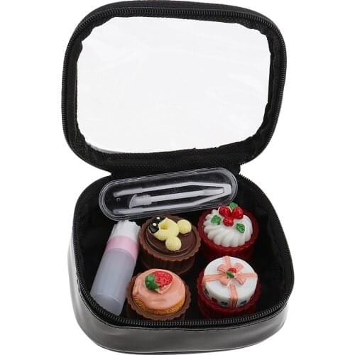 Portable Contact Lens Case Travel Kit Cute Cake Design Lens Glasses Box