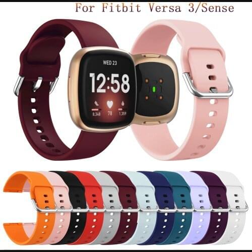 Band Strap For Fitbit Versa 3 Soft Silicone Wrist Waterproof Replacement WatchBand For Fitbit Versa3/ Sense Smart Accessories