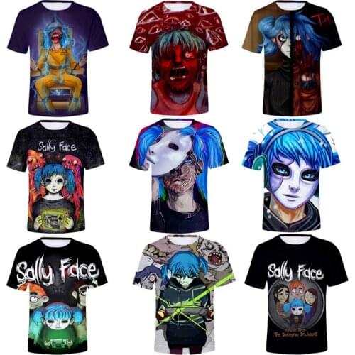 Sally Face Role Playing 3D Printed T-shirt Adult Men Women Summer Round Neck Pullover Loose Top T-shirt Anime Cosplay Costume