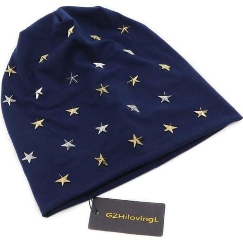 GZHILOVINGL 2018 New Arrival Spring Summer Candy Star Beanies For Women Baggy Skullies Cap Girls Slouchy Hat Hip Hop Beanie Hats