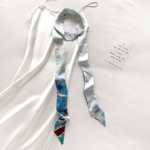 2021 New Silk Skinny Scarves Fashion Printed Hat Ribbon Neck Ties Long Scarf Hairband Accessories Neckerchief Belt