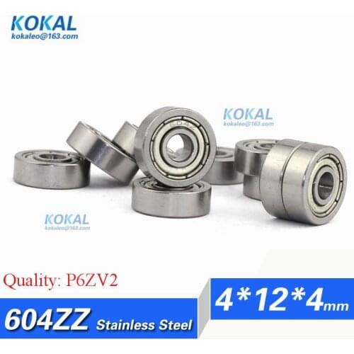 [SS604ZZ-P6 ]Free Shipping 10pcs stainless steel freezer ball bearing 604-2Z 604ZZ bearing 4mm*12mm*4mm