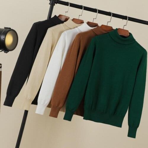 2021 Wool Womens Sweater Autumn Winter Warm Turtlenecks Casual Loose Oversized Lady Sweaters Knitted Pullover Top Pull Femme