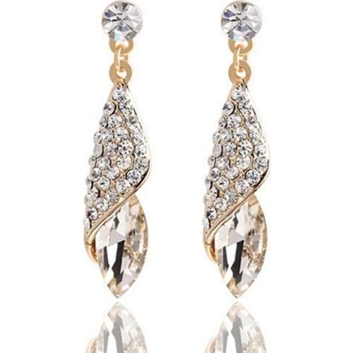 4 Colors Girls Vintage Fashion Acrylic Tassel Earrings Women Crystal Water Drop Earrings Jewelry Wedding Pierced Dangle Earrings