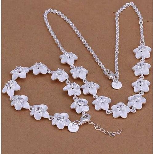 Factory price top quality 925 sterling silver jewelry sets necklace bracelet bangle earring ring SMTS117