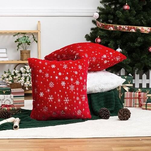 1/2/4 PCS Gold Cushion Cover Soft Plush Snowflake Faux Fur Throw Pillow Cases Fluffy Velvet Shaggy Christmas Decor 45x45cm D30