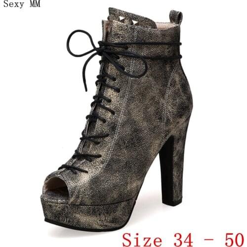 Summer Women Ankle Platform High Heel Boots High Heels Shoes Woman Short Boots Plus Size 34 - 40 41 42 43 44 45 46 47 48 49 50