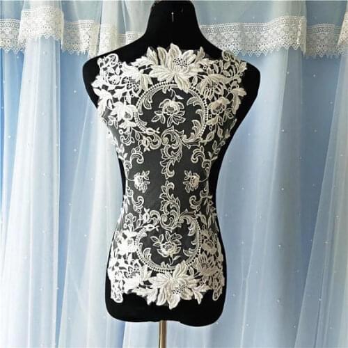 3 pcs French Ivory White Lace Applique Embroidered Bodice Lace Supplies Bridal Dress Altering