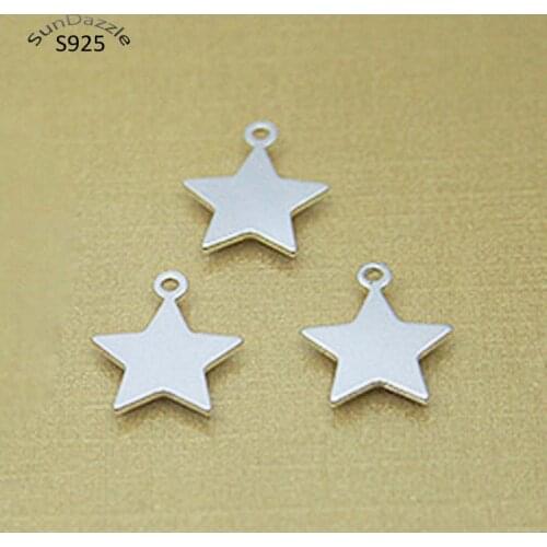 Genuine Real Pure Solid 925 Sterling Silver Pentagram Star Pendant Women DIY Necklace Bracelet Jewelry Making Accessories Charms