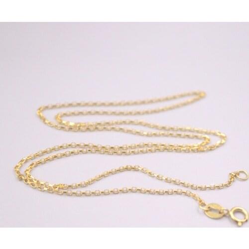 AU750 Pure 18K Yellow Gold Chain 1mm Wide Rolo Cable Link Necklace 2.6g / 18inch For Women Gift