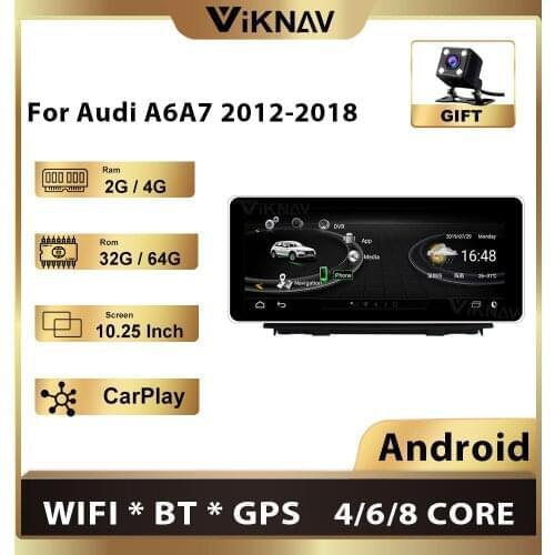 2DIN Android car radio 10.25 Inch Car Multimedia Player For-AUDI A6 A7 2012 - 2018 DVD Payler GPS Navigation Wifi