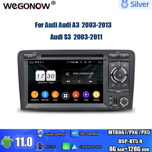 PX6 DSP HD IPS Android 10.0 4GB+64GB Car DVD Player Wifi 4G RDS RADIO GPS map For Audi A3 8P 2003-2012 S3 2006-2012 RS3 2011