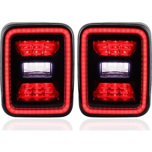 Car LED Tail Light DRL Brake Reverse Turn Signal Rear Assembly Lamp Smoke Red For Jeep Wrangler JK 2007-2017