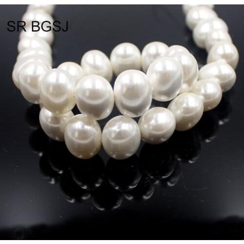 Free Shipping SR 15x12mm Feeform Egg Shape White Natural Round MOP Shell Pearl Gemstone Beads Strand 15"