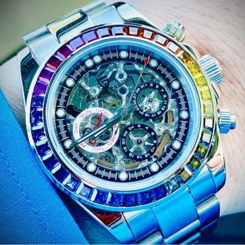 PAGANI DESIGN Skeleton Automatic Mechanical Watch Men Fashion Business Stainless Steel Sports Luxury Waterproof Watches Clock