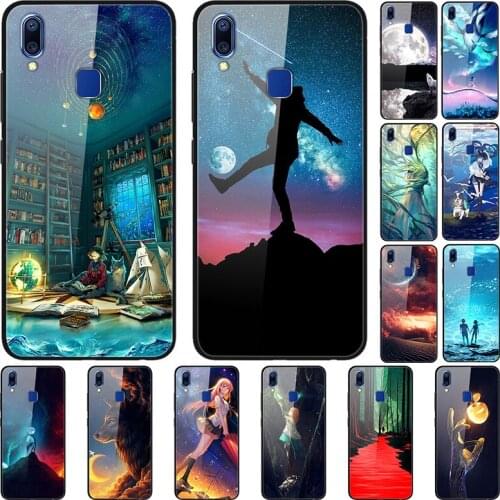 Case For VIVO Y95 Back Phone Cover Black TPU Silicone Bumper With Tempered Glass