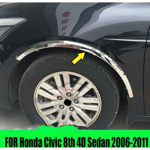 For Honda Civic Sedan 2006-2011 4pcs stainless steel Wheel eyebrow Fender Trim