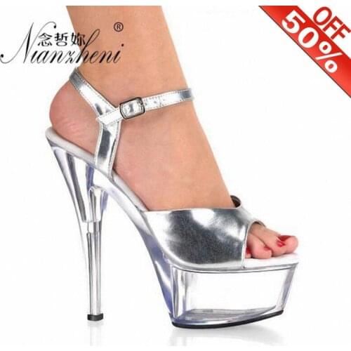 This 6 Inch High Heels 15 Cm Transparent Soles Model Stage Pole Dancing Shoesclear Heels Sexy Platform Women Sandals 2019