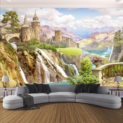 Photo Wallpaper 3D Stereo Garden Castle Scenery Murals Living Room Bedroom Landscape Wall Painting Papel De Parede 3D Wallpapers