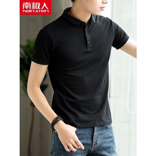 Short-Sleeved T-shirt Mens Polo Collar Pure Cotton Summer New Clothes Mens Polo Shirt Ice Silk Collared Half Sleeve T-shirt