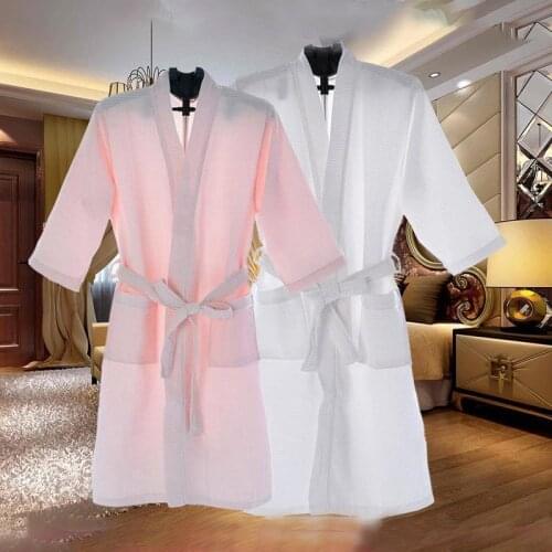 Men Summer Waffle Bathrobe Women Cotton Kimono Wedding Robes Sexy Plus Size Absorbent Long Dressing Gown Sleepwear Bathrobes