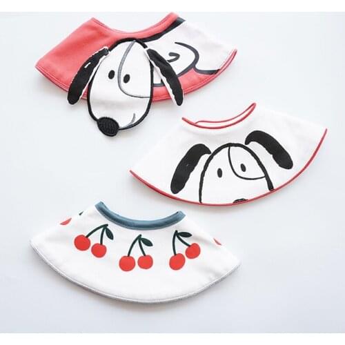 Japanese Style Cotton Baby Baby Saliva Towel Cute Cartoon Puppy Bib Child Fake Collar