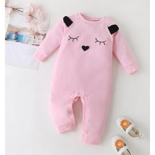 2021 Newborn Baby Ins Rompers For Girls Spring And Autumn Baby Climbing Jumpsuit For Kids 0-12m Long Sleeve Clothes Pink Infants