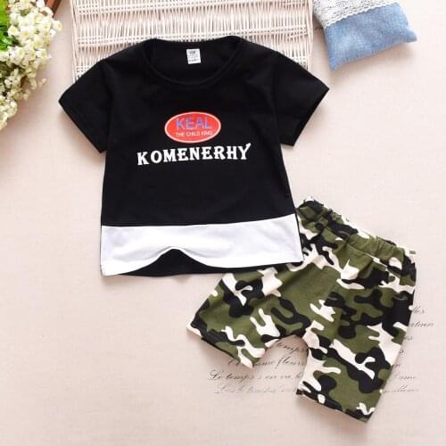 Summer Baby Suits Short Sleeve Cotton Childrens Sets Tops+Pants Boys Suit Babe Kids Boy Cartoon Printed Clothes O-Neck Shorts
