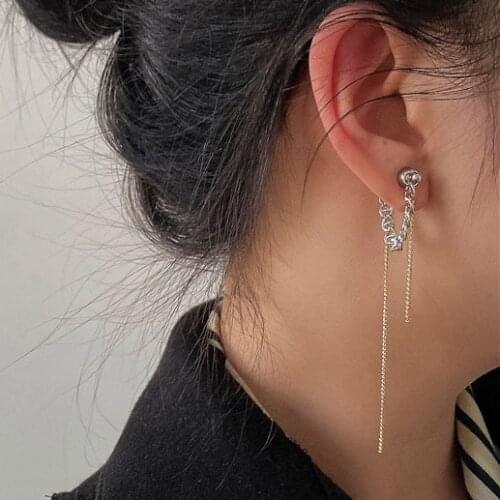 Personality Chain Tassel Magnet Clips Earrings For Women Silver Color Metal Ear Clips Withou Piercing Earring Jewellery